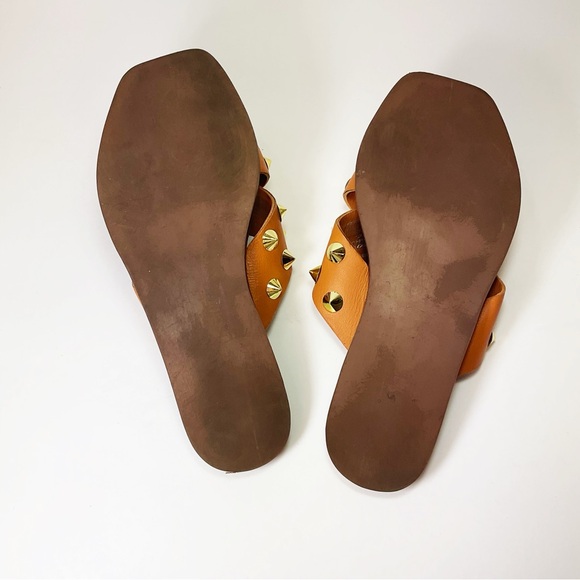Steve Madden Spike Cognac Leather Slide Sandal - Picture 6 of 7